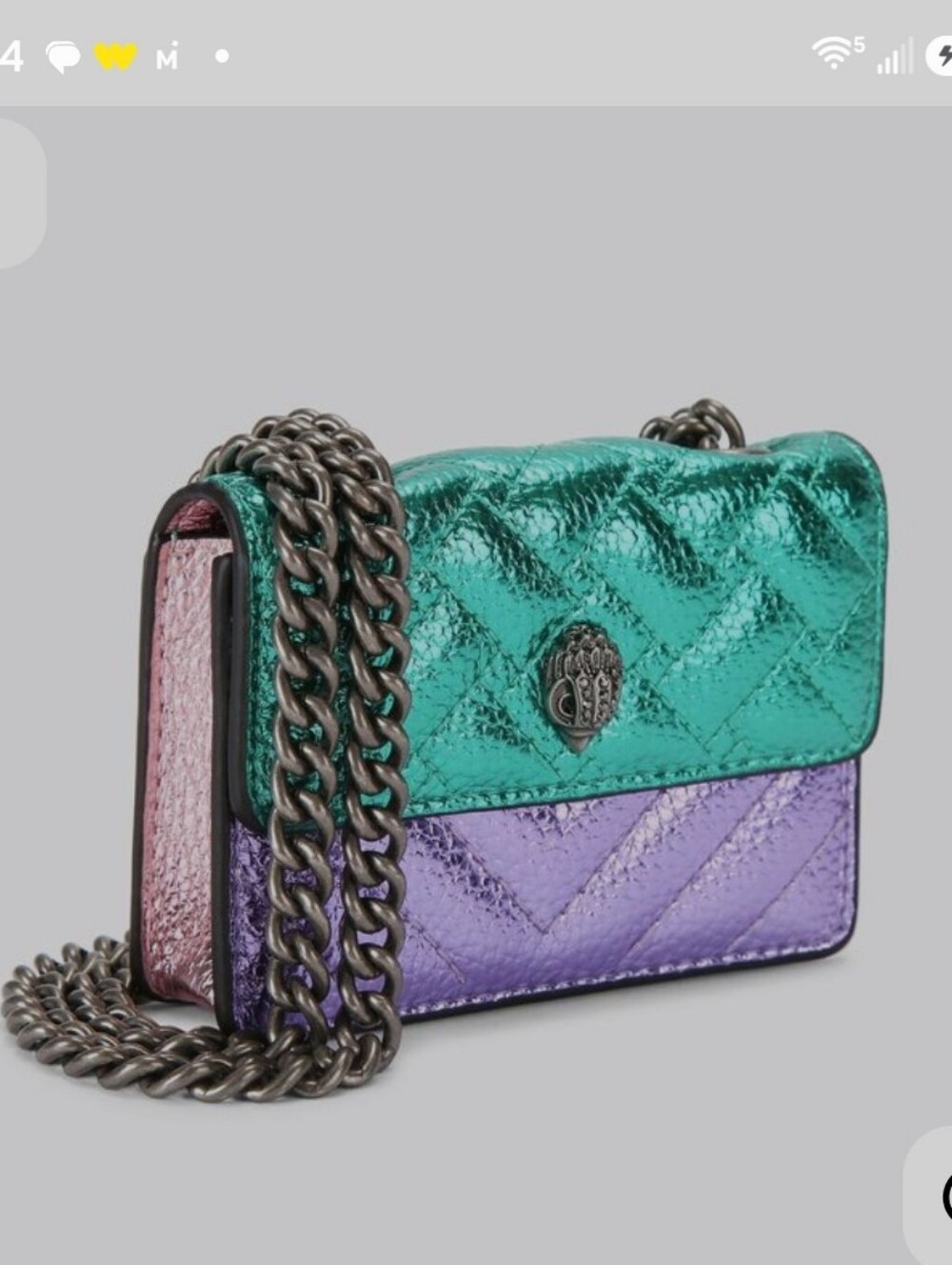 Kurt  Geiger Quilted Leather Metallic Crossbody Bag Nwot